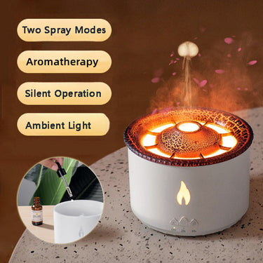 New Creative Ultrasonic Essential Oil Humidifier Volcano Aromatherapy Machine Spray Jellyfish Air Flame Humidifier Diffuser - Soft Life Club