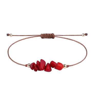 Irregular Raw Stone Woven Wax Line Bracelet - Soft Life Club