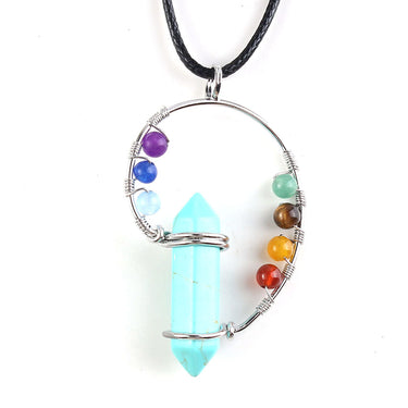 Chakra Crystal Hexagonal Column Necklace - Soft Life Club