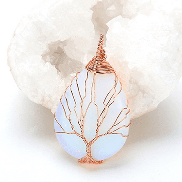 Tree of Life Drop Shaped Crystal Necklace - Soft Life Club