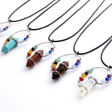 Chakra Crystal Hexagonal Column Necklace - Soft Life Club