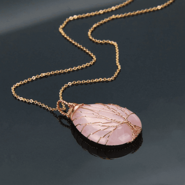 Tree of Life Drop Shaped Crystal Necklace - Soft Life Club