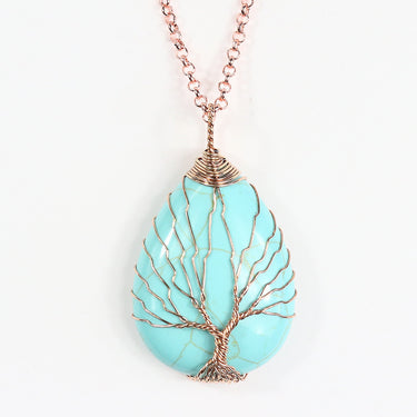 Tree of Life Drop Shaped Crystal Necklace - Soft Life Club