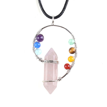 Chakra Crystal Hexagonal Column Necklace - Soft Life Club