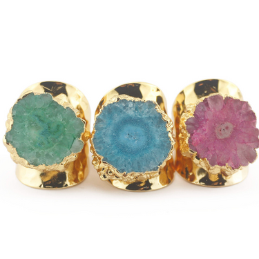 Geode Glamour Stone Adjustable Rings