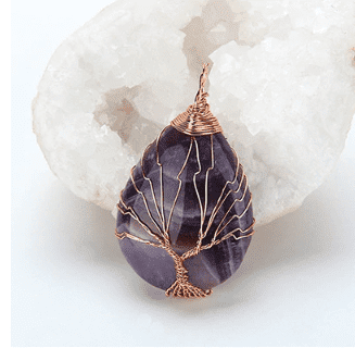 Tree of Life Drop Shaped Crystal Necklace - Soft Life Club