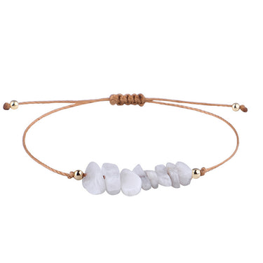 Irregular Raw Stone Woven Wax Line Bracelet - Soft Life Club