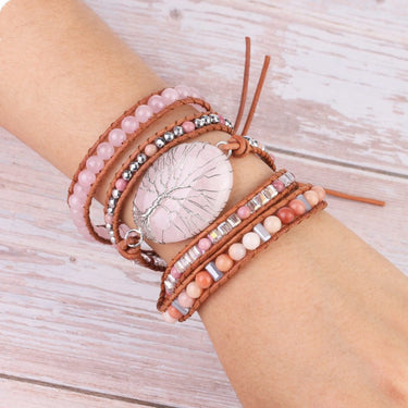 Crystal Beaded Wood Grain Bracelet - Soft Life Club