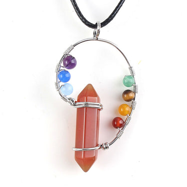 Chakra Crystal Hexagonal Column Necklace - Soft Life Club