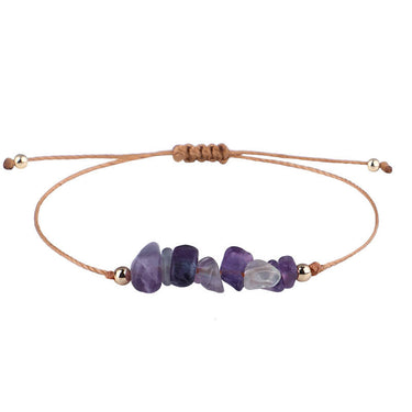 Irregular Raw Stone Woven Wax Line Bracelet - Soft Life Club