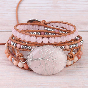 Crystal Beaded Wood Grain Bracelet - Soft Life Club