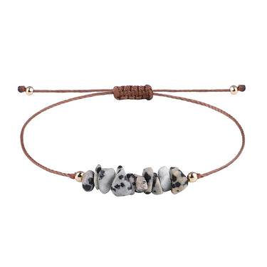 Irregular Raw Stone Woven Wax Line Bracelet - Soft Life Club