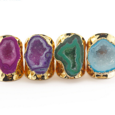 Geode Glamour Stone Adjustable Rings