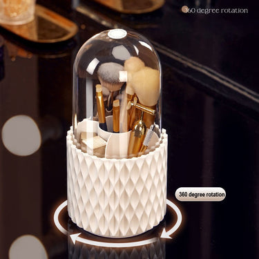 Rotating Glam: Acrylic Makeup Holder with Lid for Organized Beauty