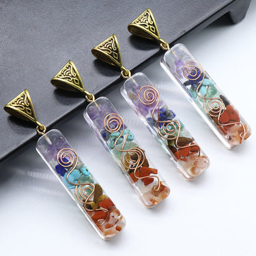 Crystal Semi-precious Stone Gravel Meditation Seven Chakra Pendant - Soft Life Club