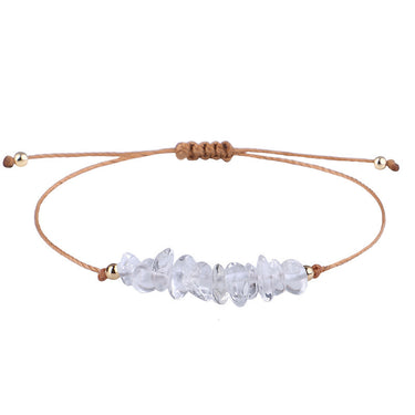 Irregular Raw Stone Woven Wax Line Bracelet - Soft Life Club