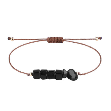 Irregular Raw Stone Woven Wax Line Bracelet - Soft Life Club