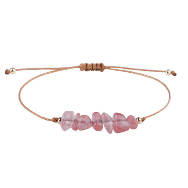 Irregular Raw Stone Woven Wax Line Bracelet - Soft Life Club