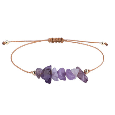 Irregular Raw Stone Woven Wax Line Bracelet - Soft Life Club