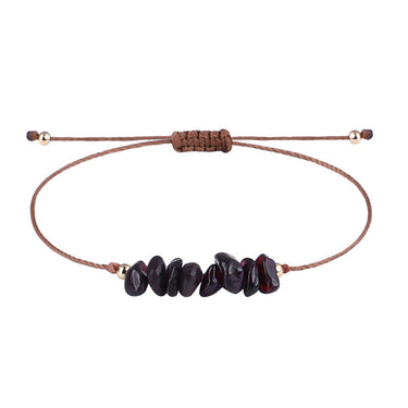 Irregular Raw Stone Woven Wax Line Bracelet - Soft Life Club